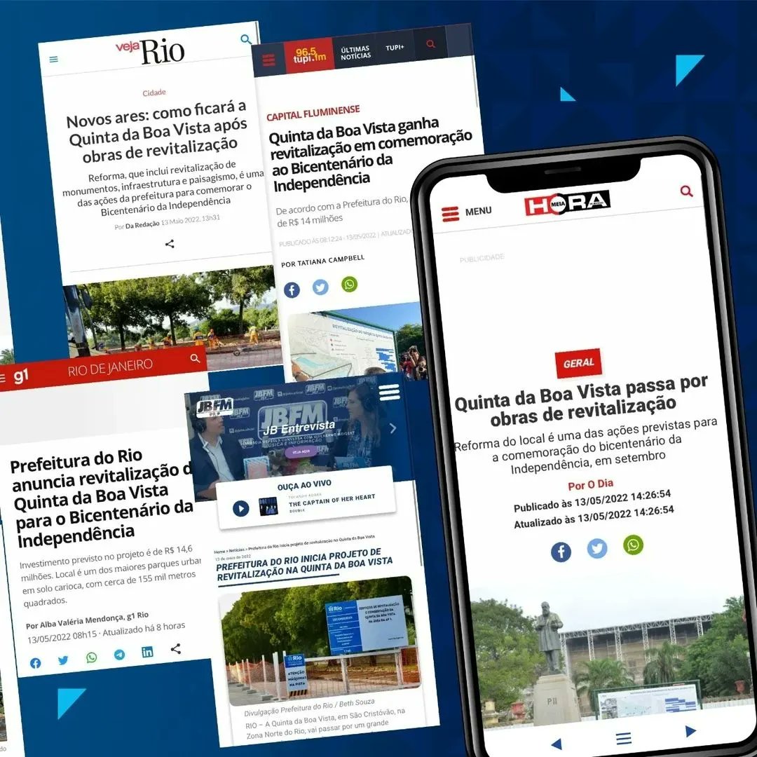O início da revitalização da Quinta da Boa Vista ganhou destaque na imprensa. A <a href="/Conservacaorio/">Secretaria de Conservação e Serviços Públicos</a> tem orgulho de fazer parte das comemorações do bicentenário da Independência promovidas pela <a href="/Prefeitura_Rio/">Prefeitura do Rio</a>, recuperando um parque que conta um pouco da história do Brasil.