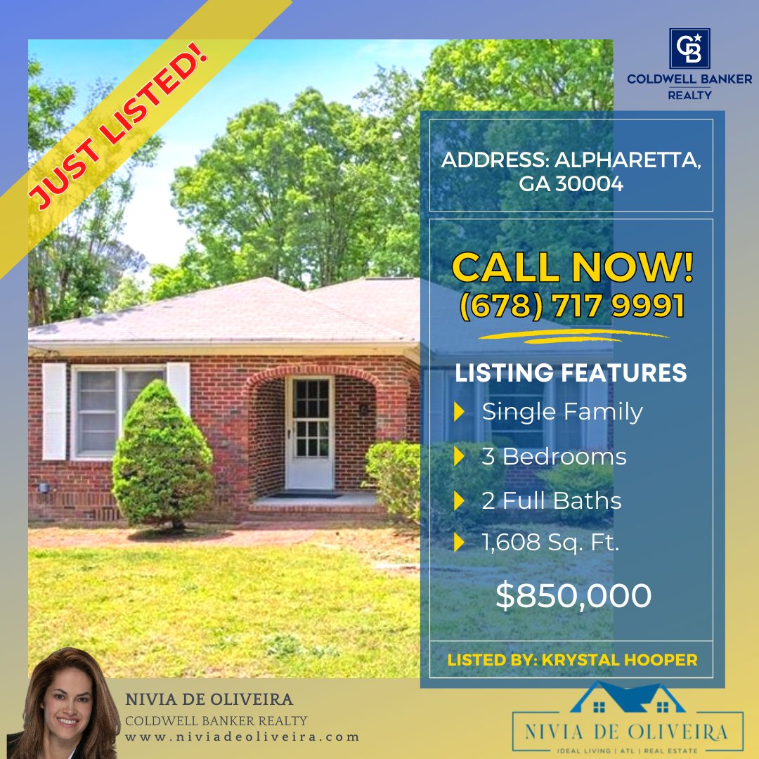 Nivia_Realtor's tweet photo. Just listed single-family home in Alpharetta, GA

For more information, contact me now!
Nivia de Oliveira
(678) 717-9991 https://t.co/LWVxGU1H8f