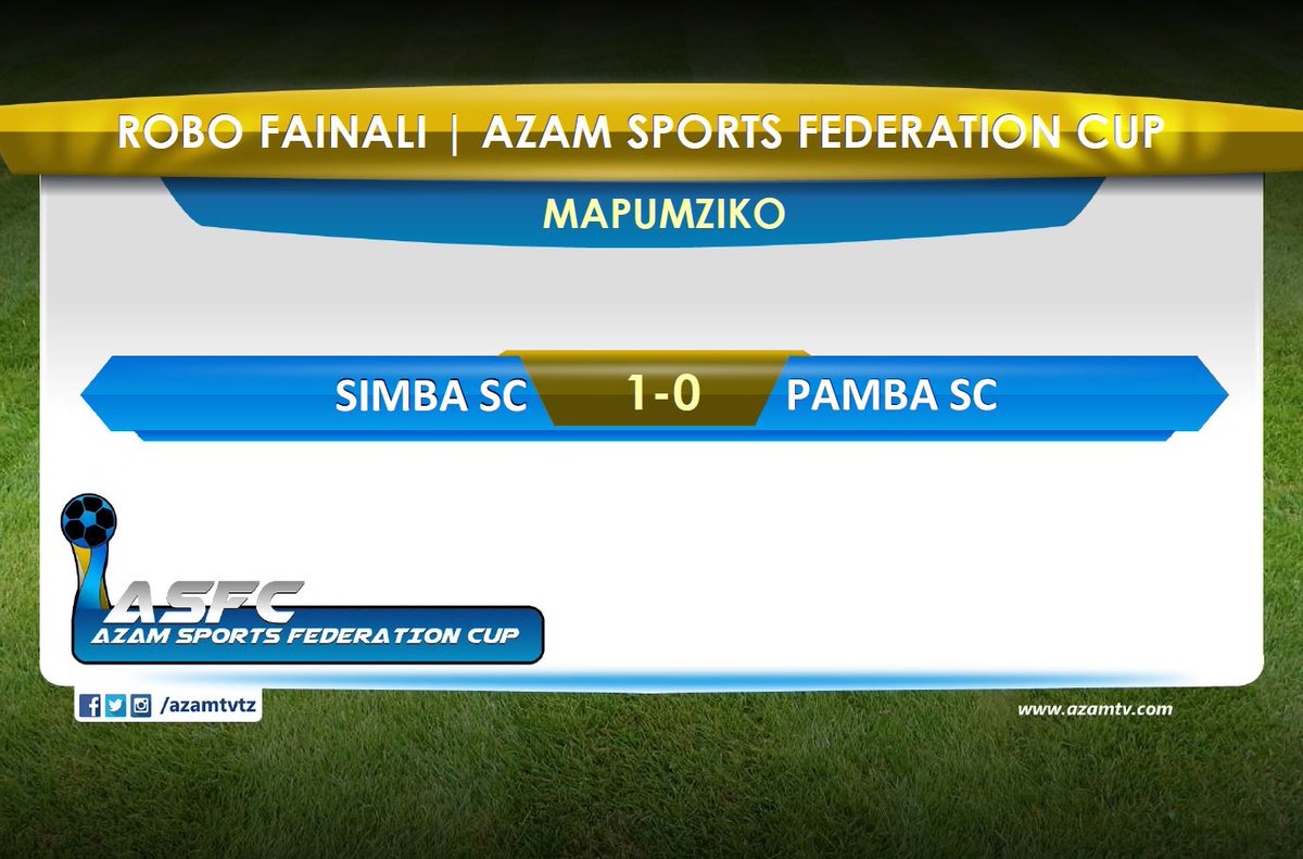 azamtvtz's tweet photo. MAPUMZIKO | #ASFC
HT’: Simba 1-0 Pamba
LIVE #AzamSports1HD
#AzamSportsFederationCup #ASFC #RoboFainali #RoboFainaliASFC #SimbaSC #PambaSC #SimbaPamba https://t.co/gxAgyi72P6