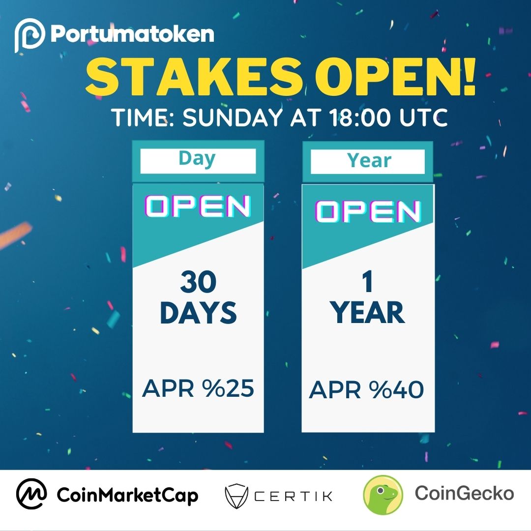 portumatoken's tweet photo. Stakes OPEN! Time is this Sunday at UTC 18:00! Link: https://t.co/C2ttTQFLla

#portumatoken #portuma https://t.co/F62wPxIA9K