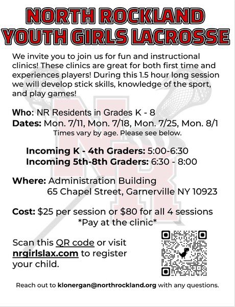 MrsAhlersNR's tweet photo. Hi all! The NR Youth Girls Lacrosse League is running a camp this summer to develop the stick skills, knowledge of the sport and have fun! Please see the below flyer for info! Looking forward to seeing you there! 🥍 🐾 https://t.co/XXqSUlS7OM