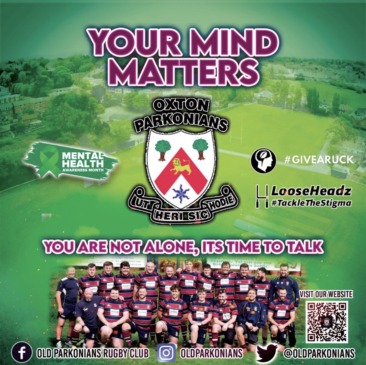 OldParkonians's tweet photo. YOUR MIND MATTERS - YOUR NOT ALONE - ITS TIME TO TALK… #mentalhealth #MentalHealthAwarenessMonth #oxtonparkonians #oldparkonians https://t.co/128d5xjMWF