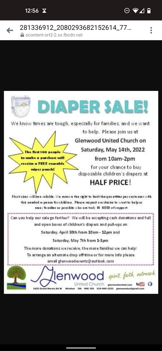 FaceyJason's tweet photo. #DowntownMission @downtownmission  Diaper Sale going on now at Glenwood United Church   (1825 Grand Marais Rd W, Windsor, ON). Lots of diapers still for sale.  All sizes!  For more details see: https://t.co/ivuB0j2RvF https://t.co/mo2s3q15xA