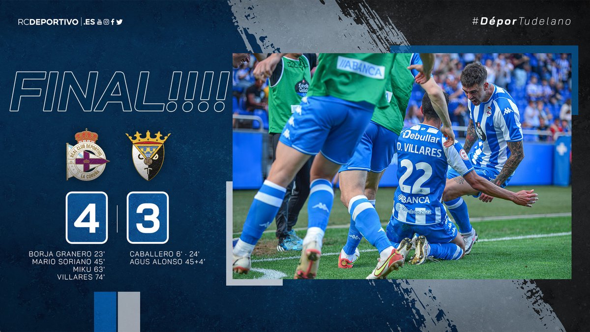 RCDeportivo's tweet photo. Fiiiiinaaaaal en #ABANCARIAZOR! #DéporTudelano 4-3! #MoitoPorVivir https://t.co/yfNE95Myy2