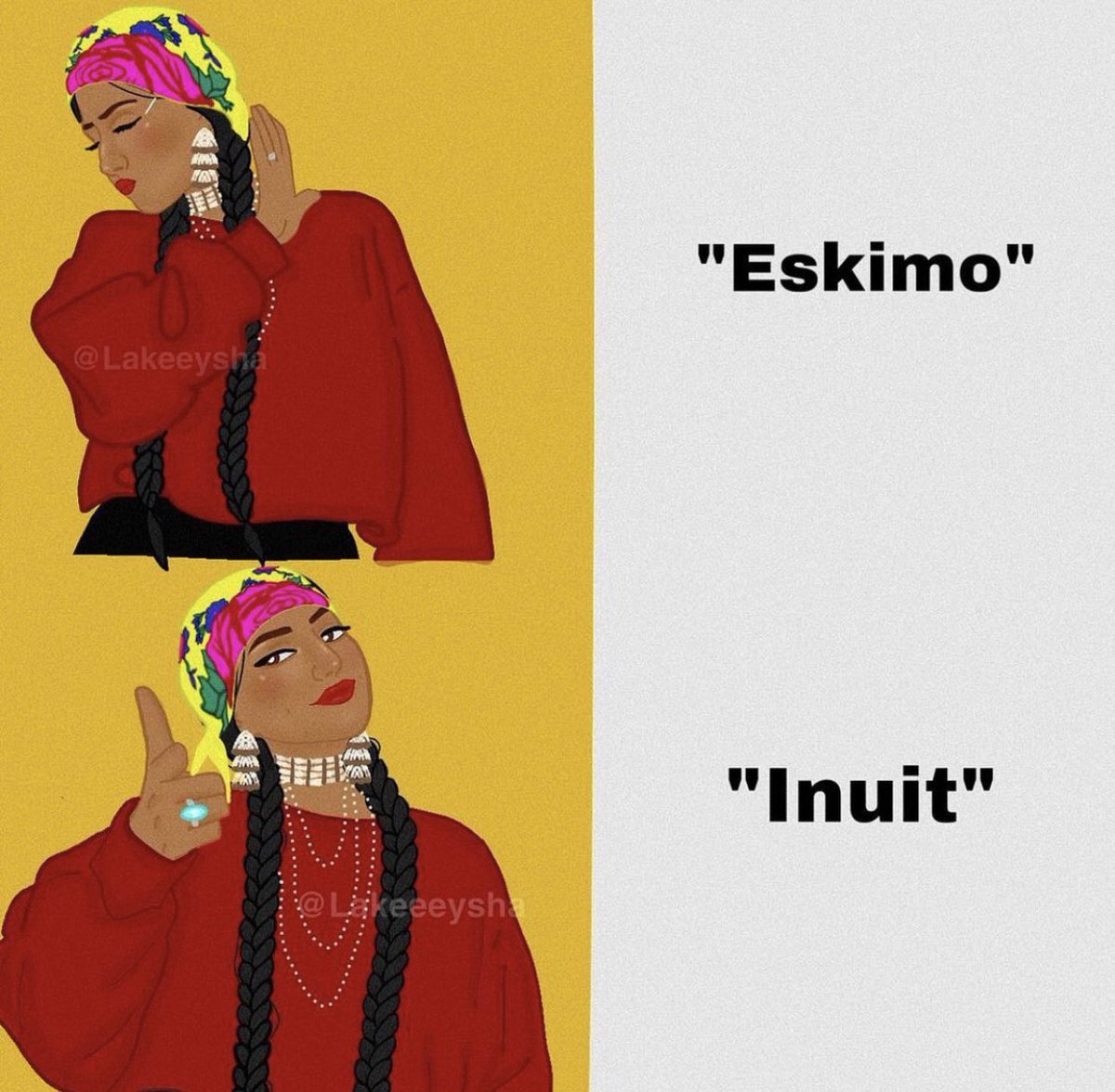 I want you to be a good Native ally so,

Inuk — singular 

Inuit — plural 

Please refrain from using the “E” word. The Inuit people aren’t very fond of it.