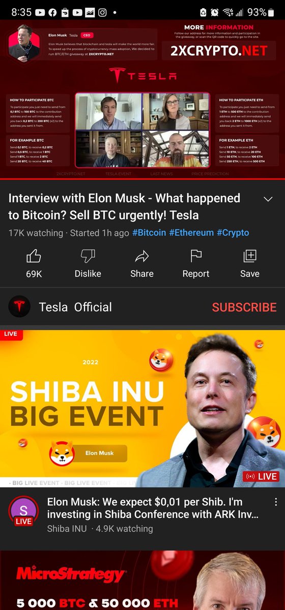 crypt0jamez's tweet photo. @elonmusk is not doing a giveaway. This live and yt page is a scam. Be careful folks.. #ScamAlert #becarful https://t.co/nq1gJB7kcM