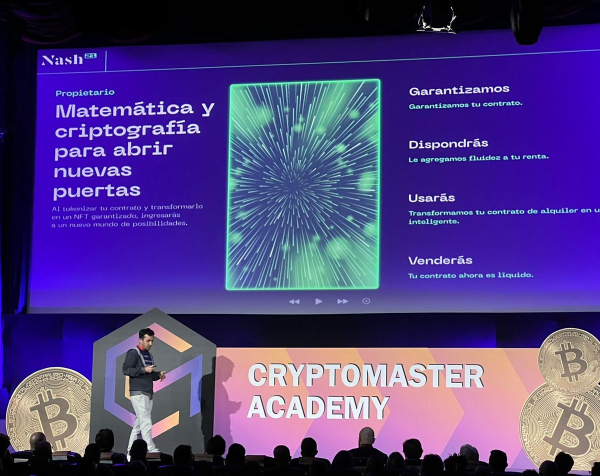 Nash21_io's tweet photo. ¡Nash21 en el #CryptoMasterPro! Gracias a la organización de y a todos los asistentes que estuvieron en nuestra ponencia sobre contratos de alquiler inteligentes. #ReFi https://t.co/cdQ9SQUb6o