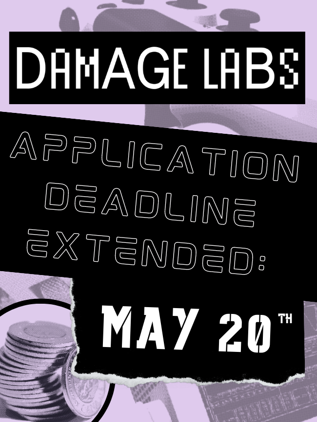 DamageLabs's tweet photo. We're extending the app window for a whole week - just to give anyone who may be struggling with the application or second guessing themselves a chance to submit. :D 

New deadline is May 20th

If you were considering applying but still weren't sure, let's talk about it! https://t.co/VT5DQQUniB
