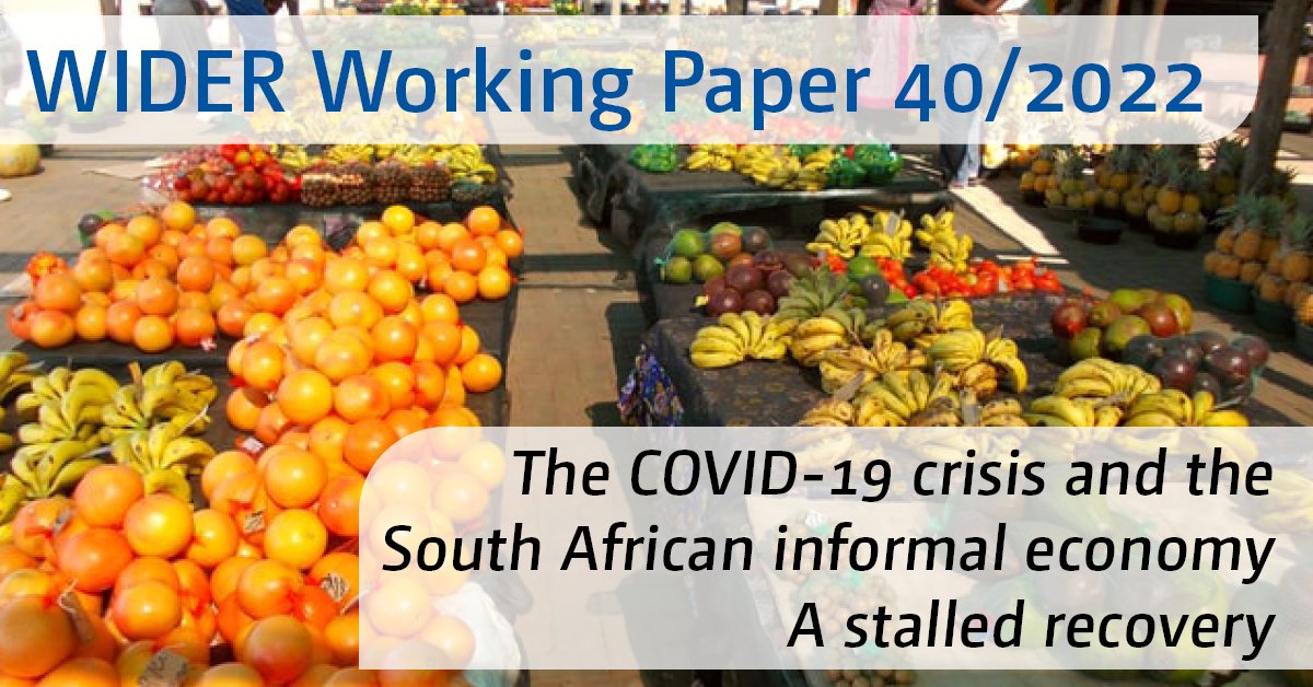 UNU-WIDER (@unuwider) on Twitter photo Labour market data reveals the impact of #COVID19 in South Africa, hitting the informal economy hard, widening of pre-existing inequalities. What policy measures can help to close the gap?
#WorkingPaper with <a href="/WIEGOGLOBAL/">WIEGO</a>:
wider.unu.edu/publication/co…
<a href="/MikeRogan11/">Mike Rogan</a> <a href="/SkinnerCaroline/">Caroline Skinner</a> Labour market data reveals the impact of #COVID19 in South Africa, hitting the informal economy hard, widening of pre-existing inequalities. What policy measures can help to close the gap?
#WorkingPaper with <a href="/WIEGOGLOBAL/">WIEGO</a>:
wider.unu.edu/publication/co…
<a href="/MikeRogan11/">Mike Rogan</a> <a href="/SkinnerCaroline/">Caroline Skinner</a>