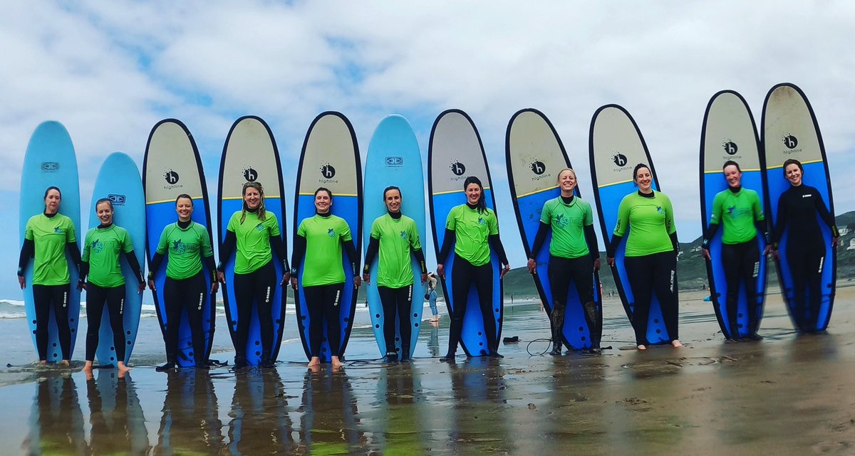 WoolacombeSurf's tweet photo. Surfing #henparty on a sunny Saturday in #woolacombe ☀️🌊🏄♀️ #hens #henpartyactivity #activities #squadgoals #surfschool #love #surflife #henpartyfun #ladieswhosurf #greatgroup #livewhatyoulove #woolacombebay #northdevon #surfcentre https://t.co/vgV9cJNmxc