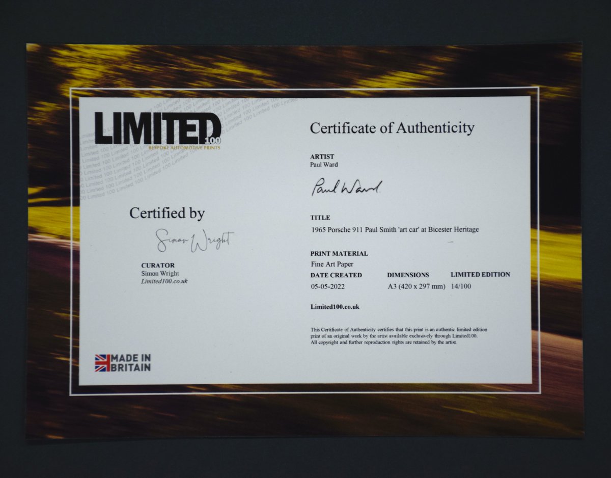 Limited100HQ's tweet image. Departing for 🇺🇸Missouri🇺🇸, our latest customer order is Edition 14/100 of '1965 #Porsche911 Paul Smith #artcar at Bicester Heritage by @PWardPhoto, available exclusively at 𝐋𝐢𝐦𝐢𝐭𝐞𝐝𝟏𝟎𝟎.𝐜𝐨.𝐮𝐤 limited100.co.uk/products/1965-…