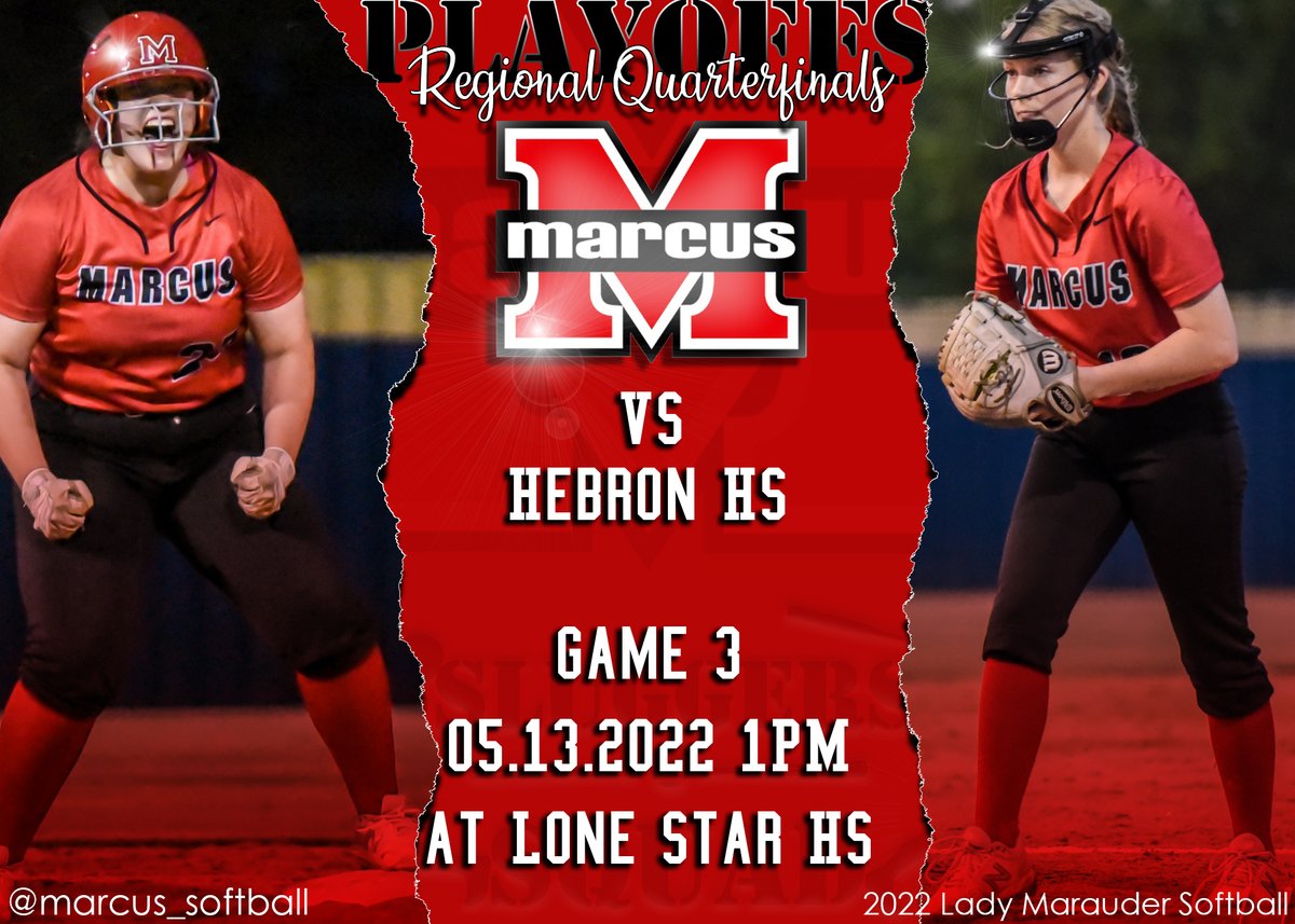Round 3 UIL 6A State Playoffs Regional Quarterfinals.  One more game!  Win or go home!  #SluggerSquad looking to keep playoff run going.  COME OUT. BE LOUD!!!!
🆚Hebron HS
📆Sat 05.14.22
⏰1:00PM
📌Lones Star HS
🎟events.ticketspicket.com/agency/b4ea699…