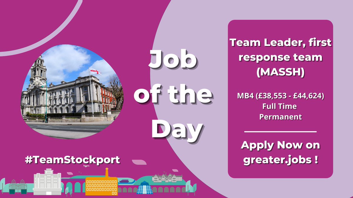 Are you a passionate, highly experienced Social Worker looking to expand on your experience in a Team leader role? 

If this sounds like you, we would love to hear from you! Check out our job of the day today!👇 

 orlo.uk/sK8W9

#TeamStockport #Stockport #SocialWork