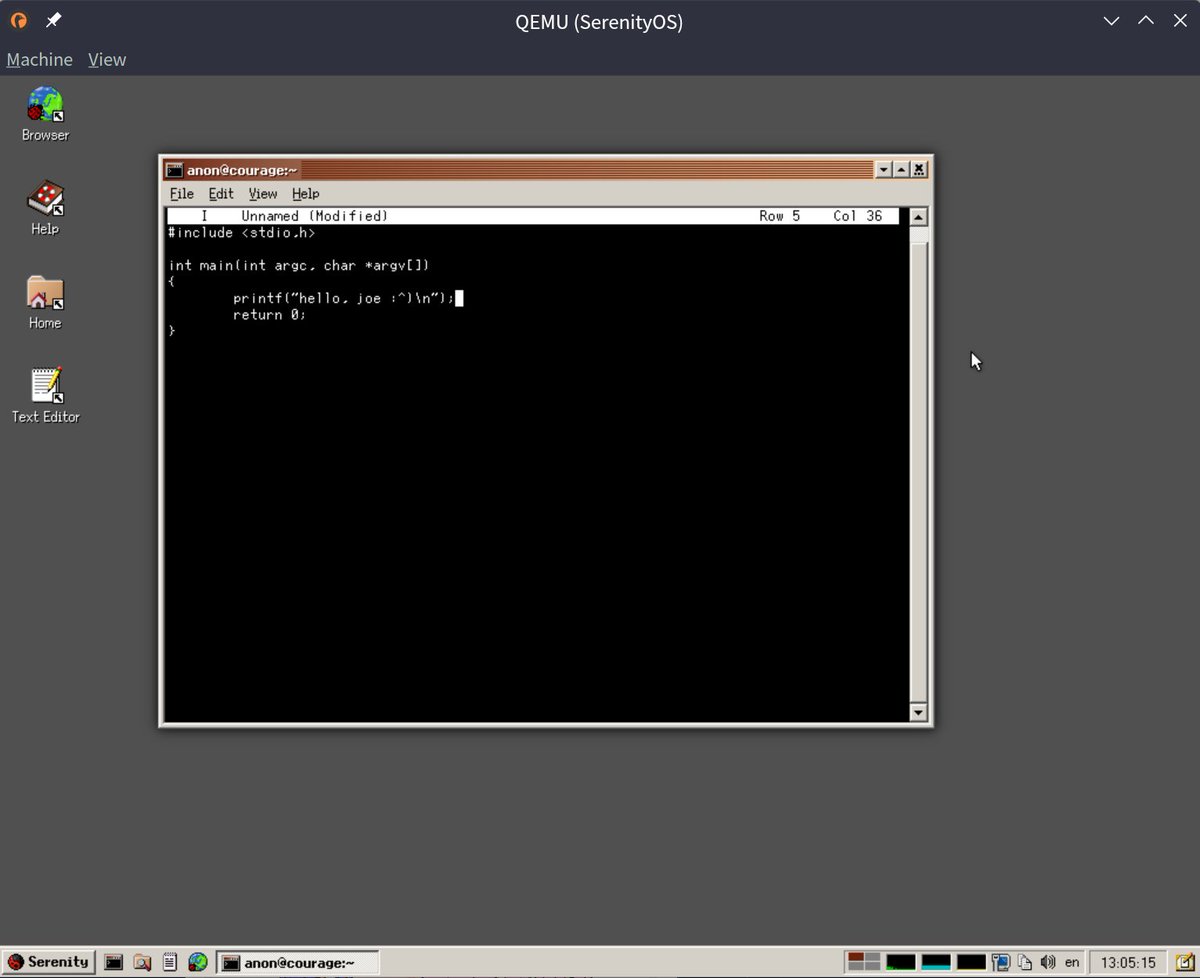 measteay's tweet image. #SerenityOS Port joe&apos;s own editor to SerenityOS! 🤓