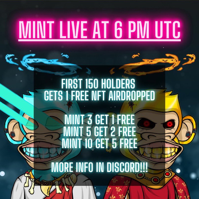nftdesires's tweet photo. .@BullishBabyApes MINT Today 6 pm UTC! 🚀

Giving HUNDREDS of FREE NFT's!!! 🎁 

First 150 holders will get 1 free NFT Each 💸

Mint 3 get 1 Free 🎁 
Mint 5 get 2 Free 🎁 
Mint 10 get 5 Free 🎁 

✅ Follow @BullishBabyApes
✅ Join Discord - https://t.co/1m4rK9W4tI

#NFTDrop

#Ad https://t.co/rl229GCR7c