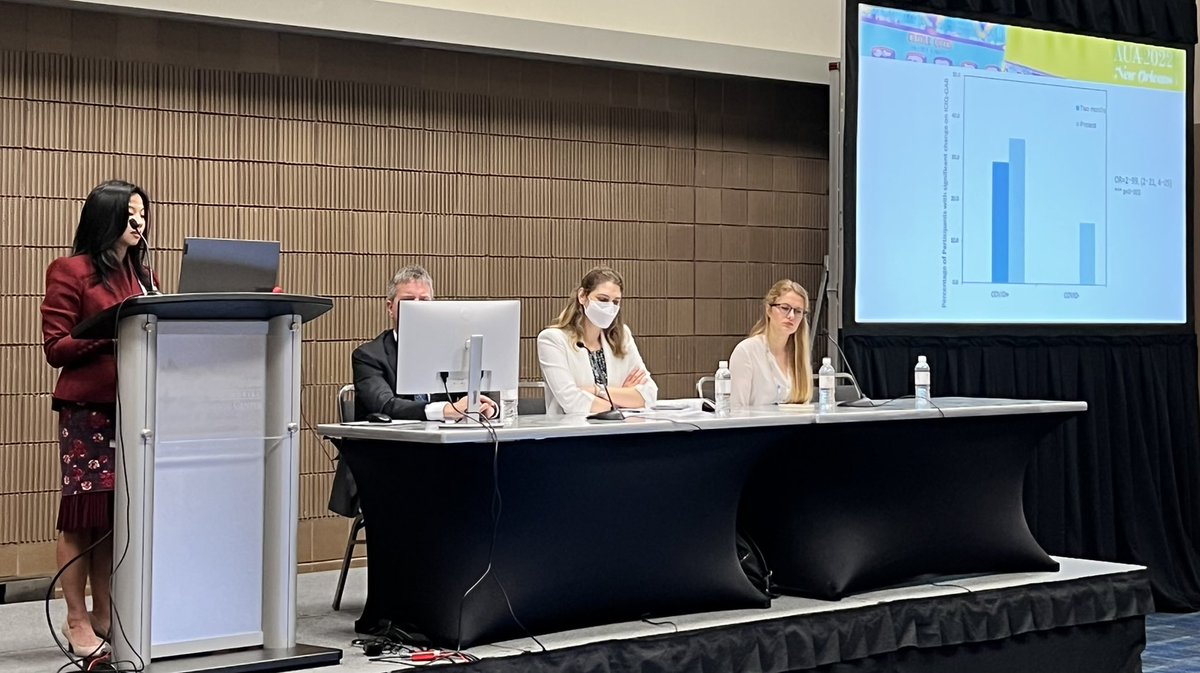 Our FPMRS fellow <a href="/lyhoangroberts/">Ly Hoang Roberts</a> presenting on Covid Associated Cystitis (CAC), a new entity coined <a href="/BeaumontHealth/">Beaumont Health</a>. This clinical data supports our urinary biomarker findings that showed elevation of urinary inflammatory mediators associated with Covid infection #AUA2022