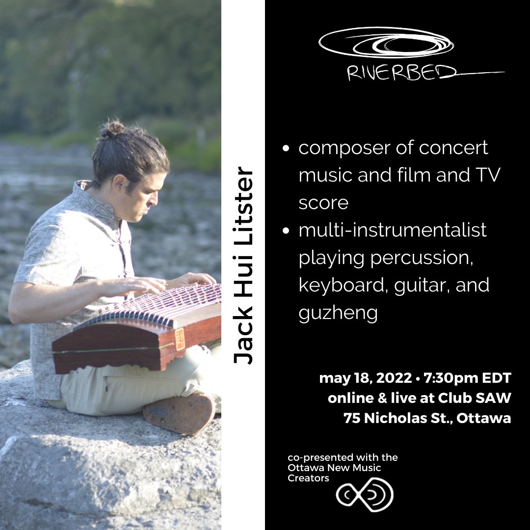 On Wednesday we present <a href="/jackhuilitster/">jack hui litster</a> in partnership with <a href="/ottawanew/">Ottawa New Music Creators</a>. His music blends classical &amp; jazz with sounds of many cultures, especially Chinese classical music, which he fell in love with when he married into a Chinese family
Sign up for info: bit.ly/RiverbedSignUp