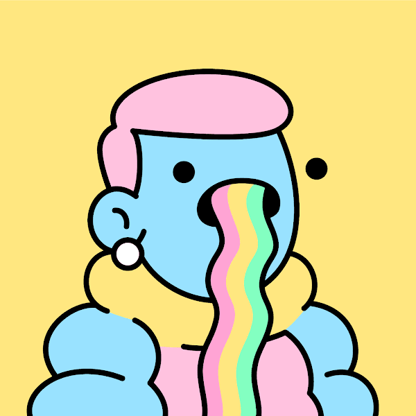nnxnft's tweet photo. Now officially a double rainbow puke @doodles holder! Scooped an epic one with holographic hair too during the panic. Rainbow puke is my favorite trait of all time. 🌈🤮 https://t.co/INfiO5oaLD