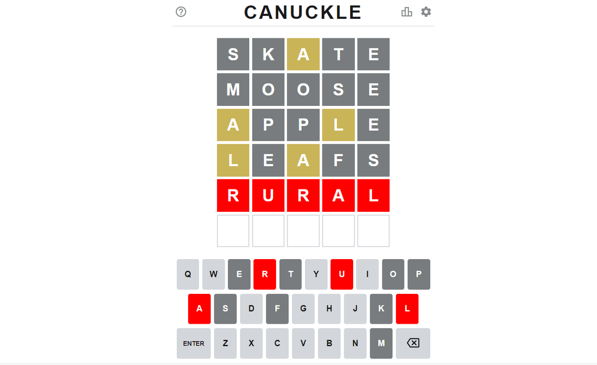 Canada's tweet photo. DYK that 🇨🇦 has its own version of the popular #Wordle game? The famous online word puzzle, which is played by millions of people, has been Canada-ified, eh! Every day, you can guess a new 5-letter 🇨🇦 word when playing #Canuckle. 

Go give it a try ➡️ https://t.co/IJtY9krXPl https://t.co/mAPtpvHCEs