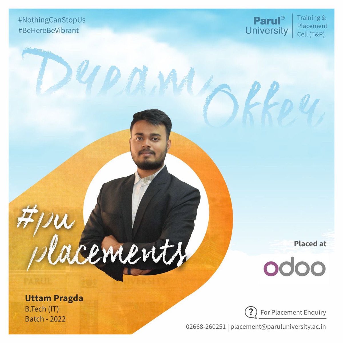 drdevanshupatel's tweet photo. #DreamOffers #Above5LPA #PUPlacements #ParulUniversity #Worley #Odoo #Synoptek #Prograd #2022Batch  #Btech #Chemical #CSE #IT  We would like to sincerely thank the entire team of Worley, Synoptek, ProGrad &amp; Odoo for providing an opportunity to our final year students!!! https://t.co/1z66TeCjlk