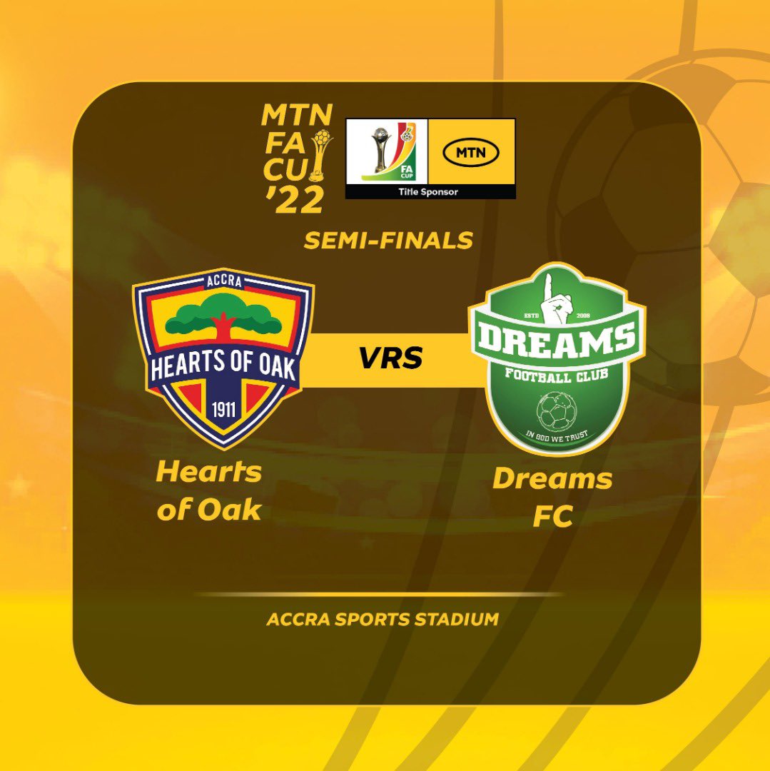 AsafoObed's tweet photo. Match Day! ⚽️ 🇬🇭 

🏆@MTNGhana FA Cup semi-final 
⚽️ @HeartsOfOakGH 
🆚 @DreamsFootballC 

🏟 Accra Sports Stadium 
🕞 15:00 GMT

#MTNFACUP2022 
#OASportsUpdate https://t.co/kNcHhKHCd3