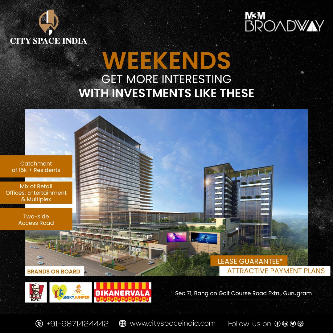 csiofficial's tweet photo. Weekends will get more interesting with investments like M3M Broadway offering lease
guarantee and attractive payment plans.

#cityspaceindia #leaseguarantee #attractivepaymentplans #luxurybrands

For more information
Contact: +91-9871424442
Visit: https://t.co/cYuxhSHwug https://t.co/hDLGPGsCPY