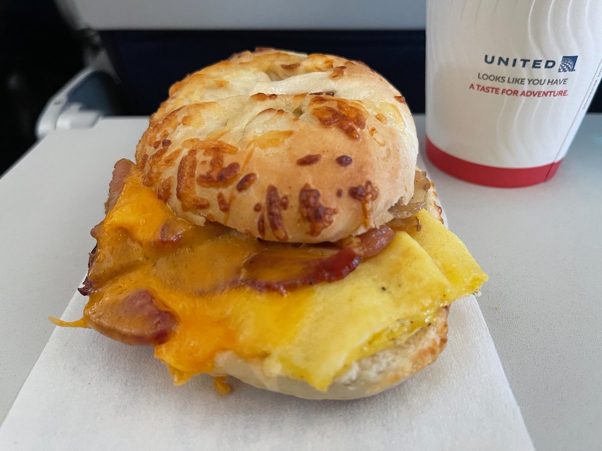 Asiago Bagel Sandwich On United Airlines - liveandletsfly.com/asiago-bagel-s…