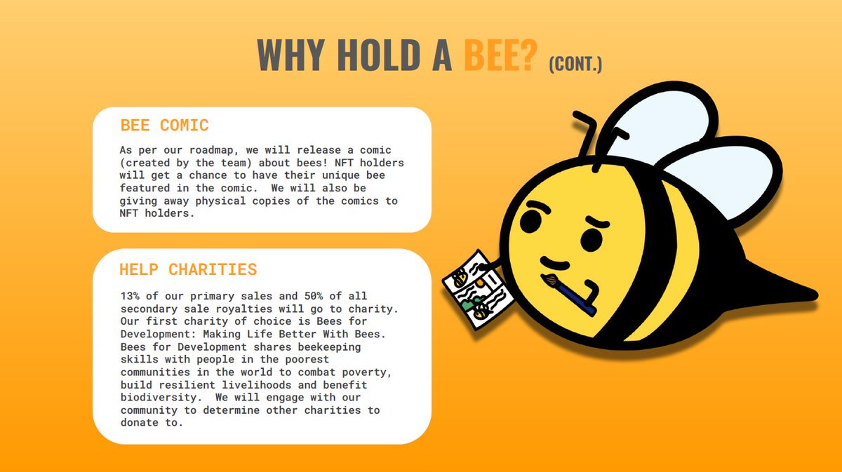 why the bee colony?🤔
utilities, benefits, helping charities and raising awareness about #bees ♥️

we explain it all in our white paper and roadmap:
beecolonynft.com/beecolony-whit…
#savethebees #nftart #NFTcollection #NFTCommunity