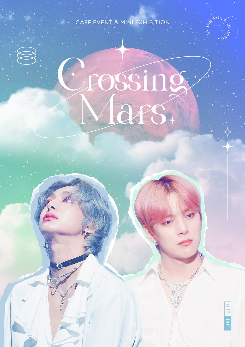 ⋆ ☄︎.
·˚ * 🔭 

𝐂𝐫𝐨𝐬𝐬𝐢𝐧𝐠 𝐌𝐚𝐫𝐬

-
ᴄᴀғᴇ ᴇᴠᴇɴᴛ &amp; ᴍɪɴɪ ᴇxʜɪʙɪᴛɪᴏɴ

✧ 2022.07.23 ~ 24

✦ 홍대 - 미닝 더 갤러리
✦ 대구 - 카페 미닝