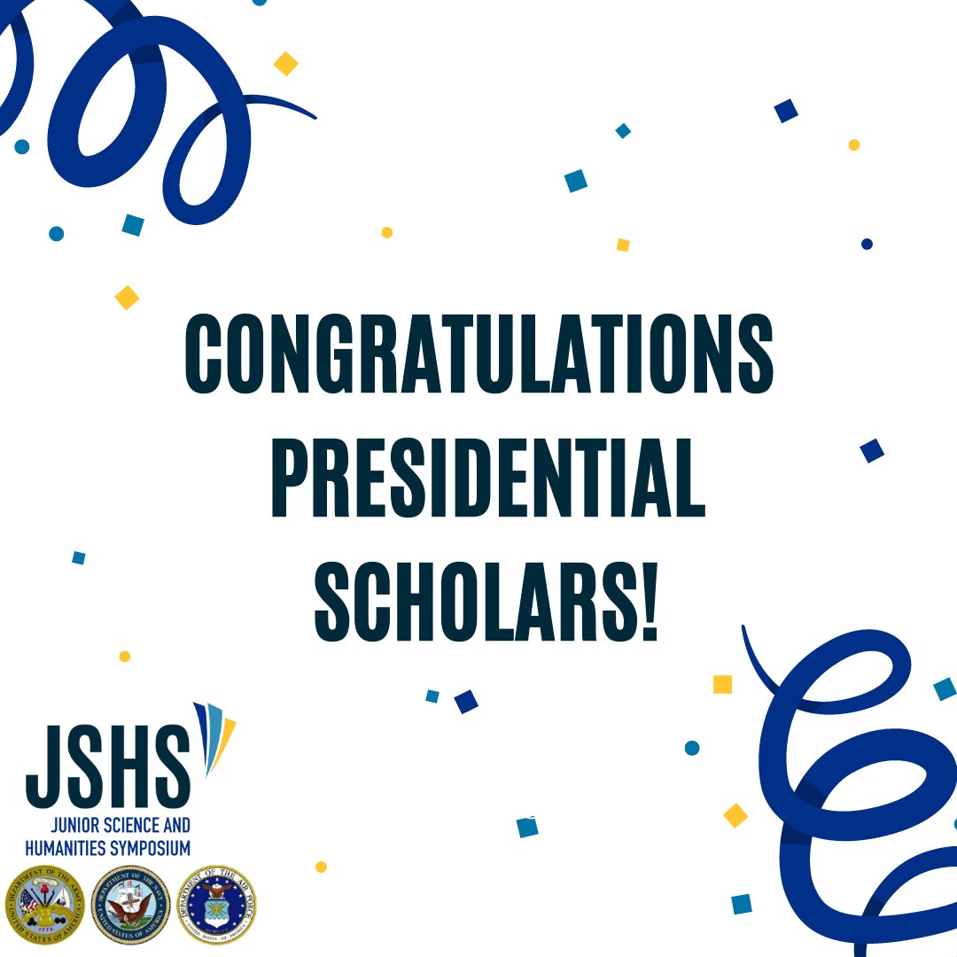 Go_JSHS's tweet photo. 🎉 Congratulations 2022 Presidential Scholars! 🎉

On May 12th, the U.S. Department of Education announced the 2022 Presidential Scholars. The list includes four JSHS students! 

More information can be found at: https://t.co/wSkUC9RsVf https://t.co/6B3CcS0mHY