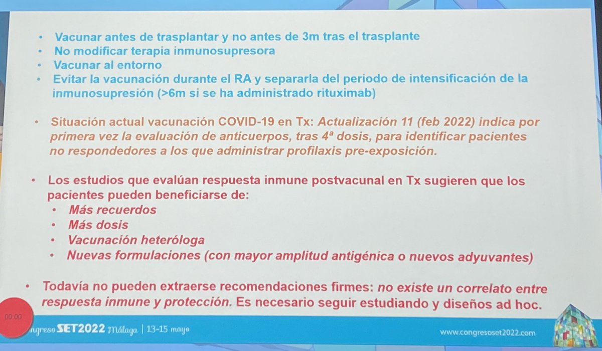 Respuesta humoral y celular frente a vacunación de SARS-Cov-2en TOS.Aplicación de estrategias de vacunación, Dra Estela Paz👀‼️
<a href="/SETrasplante/">SETrasplante</a> <a href="/SENefrologia/">S.E.N. Nefrología</a> #SET22