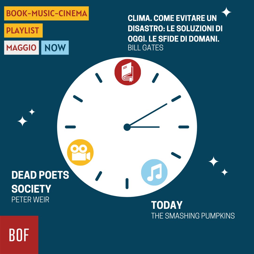 Ecco la nostra playlist di questo mese!📖🎵🎬
Un libro, una canzone e un film che ci riportano al concetto di “Now”, il carpe diem che ci ricorda di concentrarci e di agire nel presente. 
Fra un paio di giorni vi presenteremo anche lo speaker del mese🗣