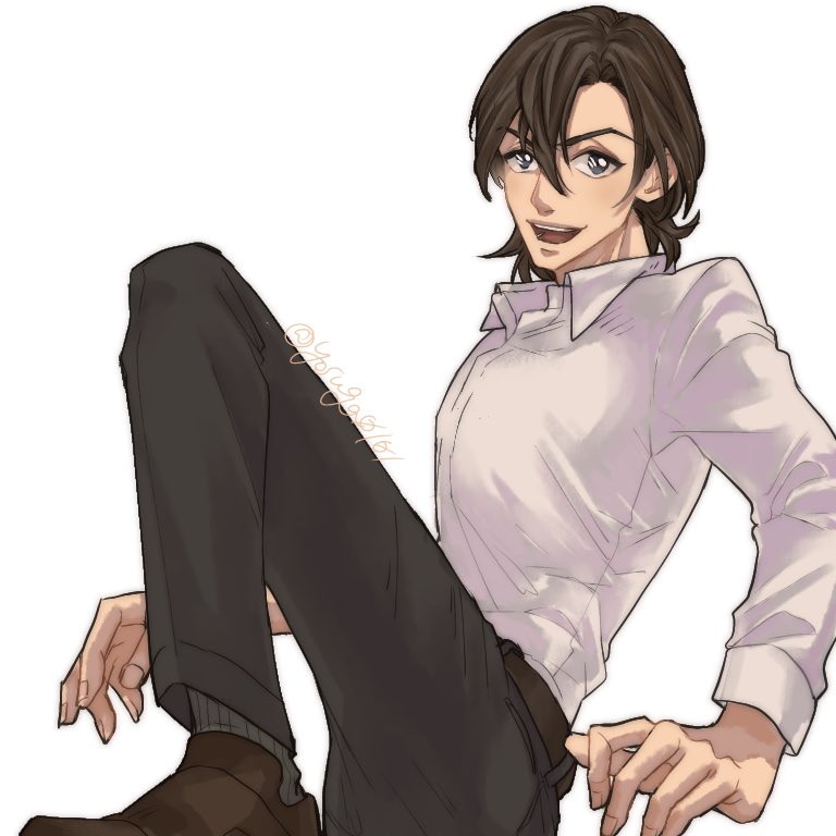 ポーズ模写で萩 萩 じんぺーちゃん なんか楽しそうな事してんじゃん 俺も混ぜ 弥 のイラスト