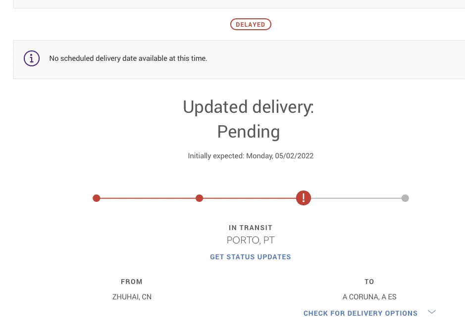 LittleManDumps's tweet photo. OMG @FedExHelp @FedEx Portugal over here killing me man! "Initially expected: Monday, 05/02/2022" looks down at watch. Pretty sure it is uhhhh 5/14/22, right? Sorry #ProjectLittleMan fans. We can't liberate @watermelongames #Papruim until Fedex customs team does their job. ☹️🙁😦 https://t.co/AFPUsbCxbE