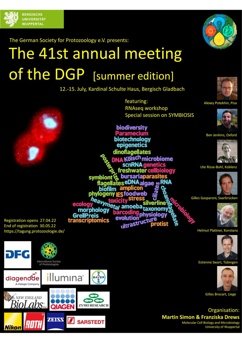protistologists's tweet photo. The 41st Annual Meeting of the DGP will be held July 12 – July 15, 2022 at Kardinal Schulte Haus, Bergisch Gladbach. Registration deadline: May 30. More info: https://t.co/DbeEuf6kfv https://t.co/x65HrSF3oT