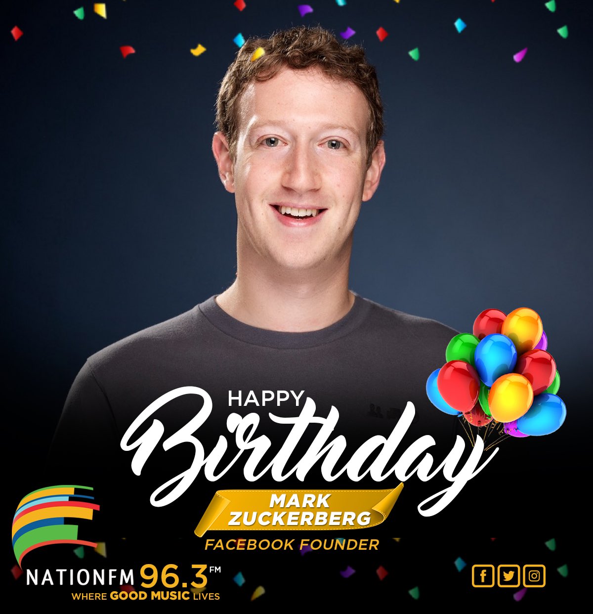 Happy birthday to Facebook founder Mark Zuckerberg  