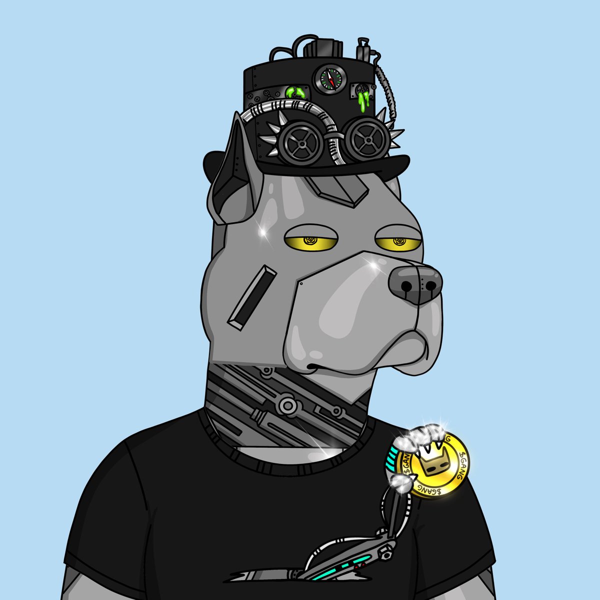 Wild Wild West <a href="/GutterCatGang/">Gutter Cat Gang</a> dog clone with diamond paws reminding y’all to HODL gutter assets.