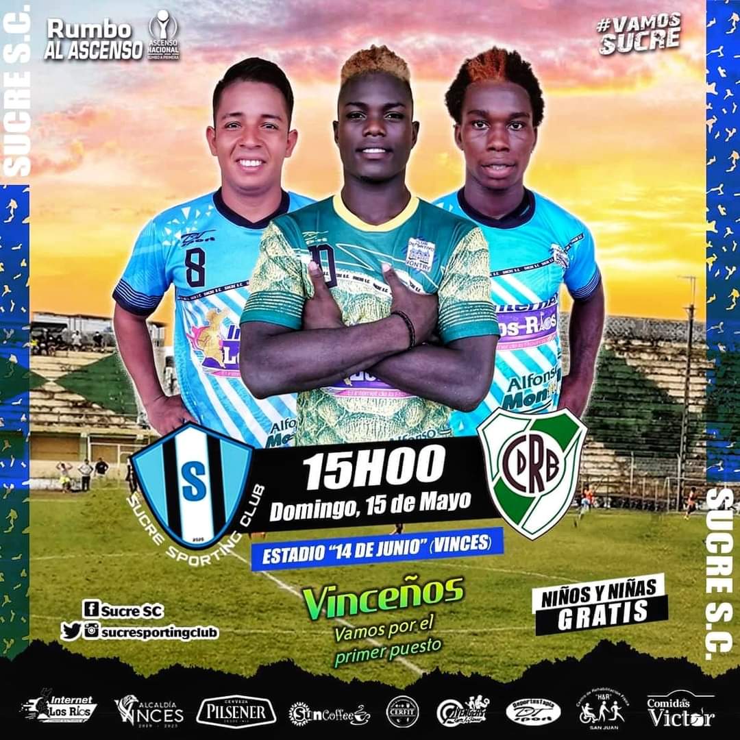 SucreSC1's tweet photo. Vamos por ese🥇puesto!!💪🏻⚽

🔜Proximo rival👇🏻
🆚 #RioBabahoyo
🏆 Segunda Categoría
🏟 Estadio " 14 de Junio"
📅 Domingo 15  |  Mayo 2022
⏰ 15H00 

#VamosSucre   #SegundaCategoría

#InternetLosRios
#Pilsener
#AlcaldiaDeVinces
#ComidasDeVictor https://t.co/EHGozIuxY8