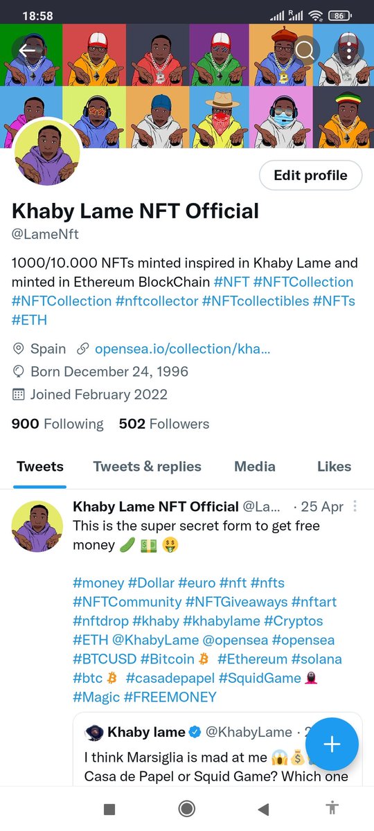 LameNft's tweet photo. Thank you so much! We have reach 500 followers! 🥳🎉

Ok so I will tweet some information of my NFT project as promised

#BNB #Giveaways #NFT #Airdrop #Whitelist #ADA #NFTs #SolanaNFTs #Solana #NFTProject #crypto #metaverse #opensea #ETH #Ethereum #Bitcoin #khaby #lame #official https://t.co/kgq1cpFN22