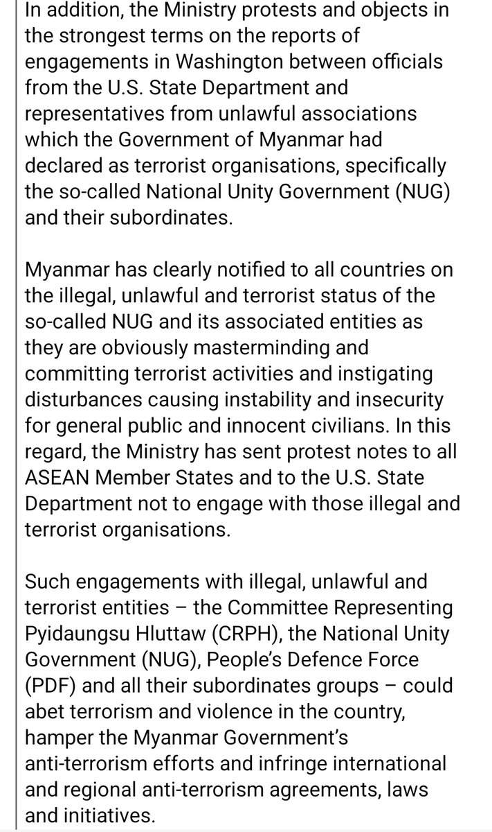 MayWongST's tweet photo. #Myanmar #military upset the May 12-13 @ASEAN-#US summit's concluding statement highlighted Myanmar despite army's objection to include it. Accuses leaders of "interference in domestic affairs". #WhatsHappeningInMyanmar 1/2 https://t.co/732YbNyaVw
