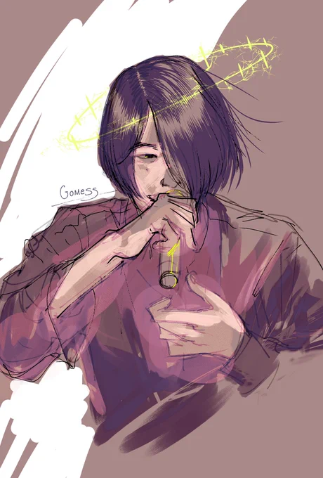 今日も1p下書きと1コマ描けたので落書き。GOMESSさん。戦極観てめちゃくちゃ好きになりました。#イラスト #illustration #GOMESS 
