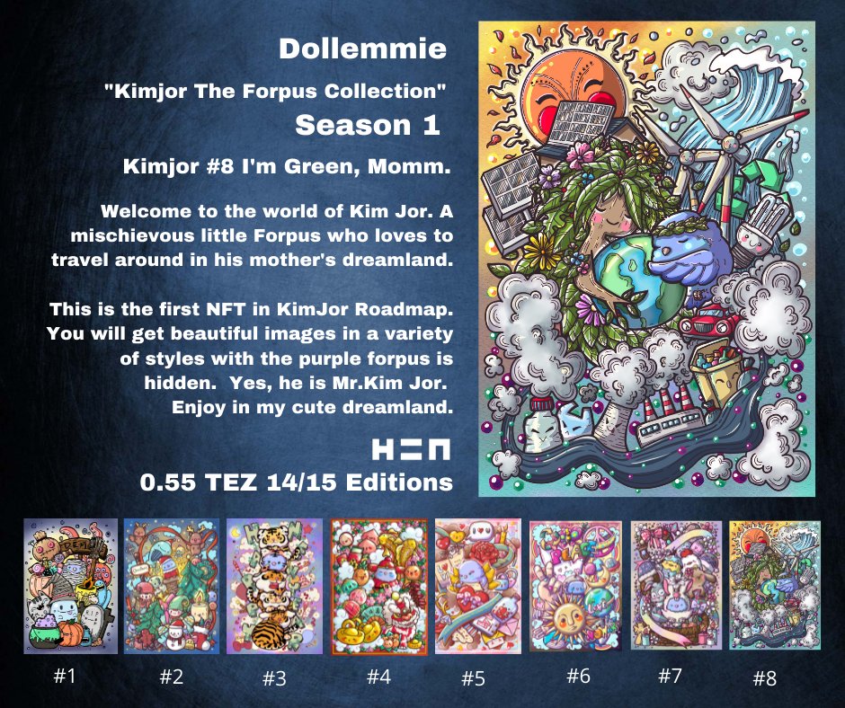 The Last drop in Season 1.

<a href="/hicetnunc2000/">h2000.net</a>

<a href="/objktcom/">objkt</a>

Kimjor #8 I'm Green , Momm
objkt.com/asset/hicetnun…

My Work
objkt.com/profile/tz1Nte…

hic.af/dollemmie

#CleanNFT #Tezos #XTZ #Teia #hicetnunc #OBJKT #NFTCollector #NFTCommunity #HEN #NFT #NFTThailand