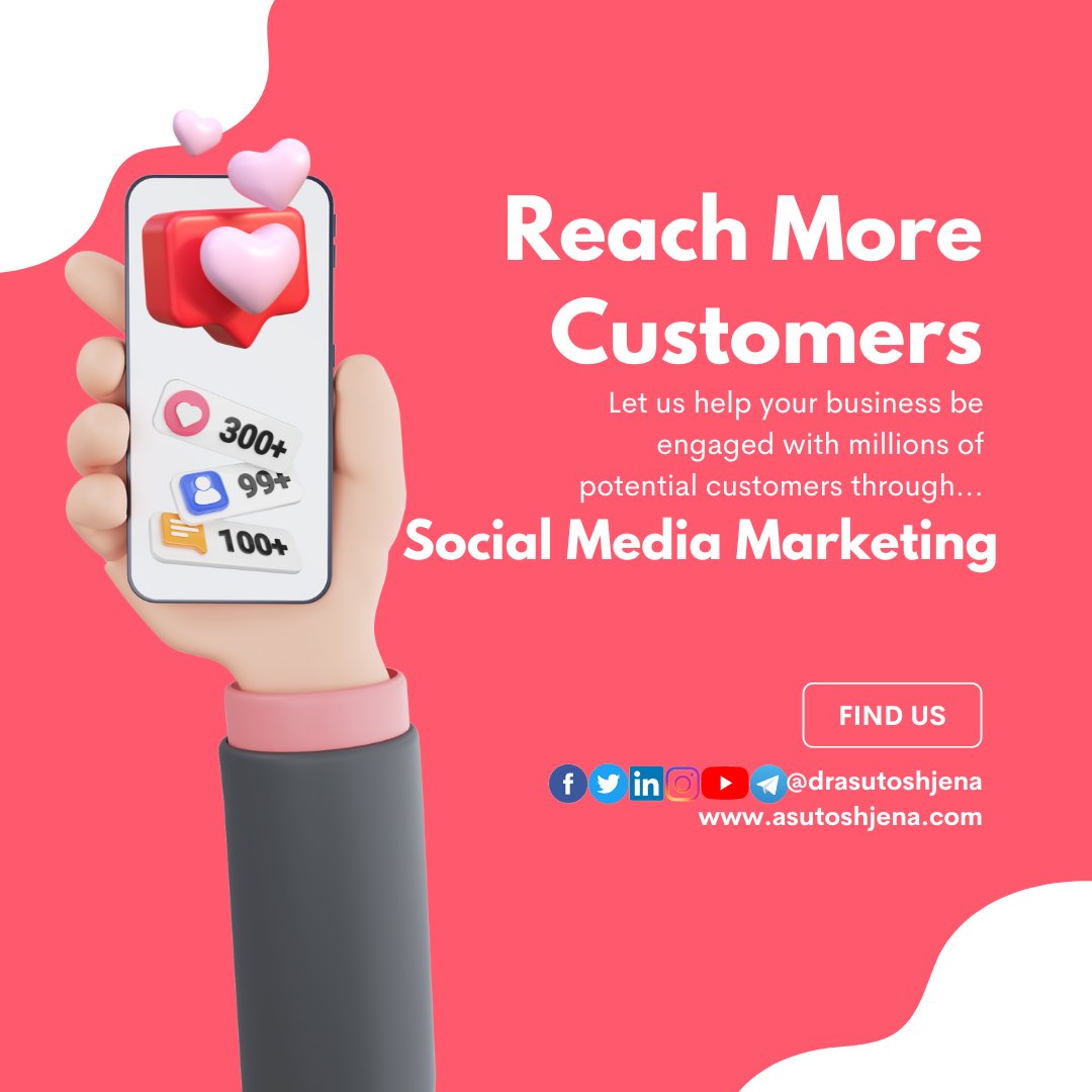 Want to #ReachMoreCustomers?
Learn #SocialMediaMarketing with #MyDigitalGurukul by #DrAsutoshJena
Follow our #Channels to get updated and #NortureYourBusiness