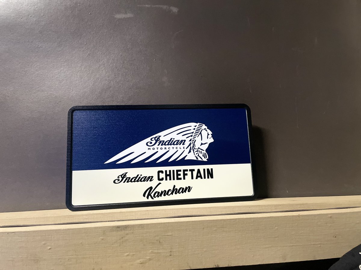 randoseru_kan's tweet image. オリジナルサインプレート作った！
やべぇ…😍😍😍😍

 #Indian
#indianmotorcycle 
#indianchieftain 
 #Chieftain
#インディアン
#インディアンモーターサイクル 
 #インディアンチーフテン
 #チーフテン