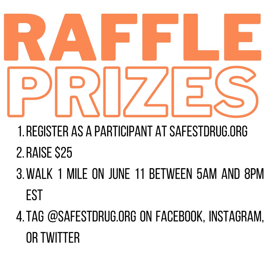SafestDrug's tweet photo. 🚨4 WEEKS UNTIL WALK🚨Our 2nd annual fundraising walk is quickly approaching! Start collecting donations now for the chance to win a raffle prize! https://t.co/VQAkIUbT3N