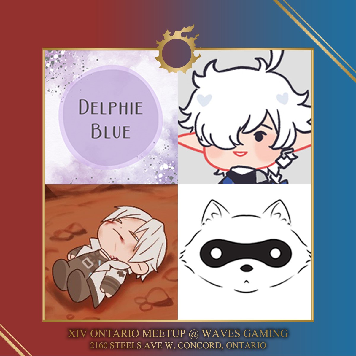 XIVOntario's tweet photo. Don't forget to bring some gil [cash] to support these amazing local crafters/artists! Their products will be at today's event. @_Rakuji (ft. @cosmodynes), @faunna_, @delphieblue &amp; @maobabie 
 
 Please look forward to it <3 #FFIXV #xivOntario #NewfoundRivals https://t.co/9EzPbao1fH