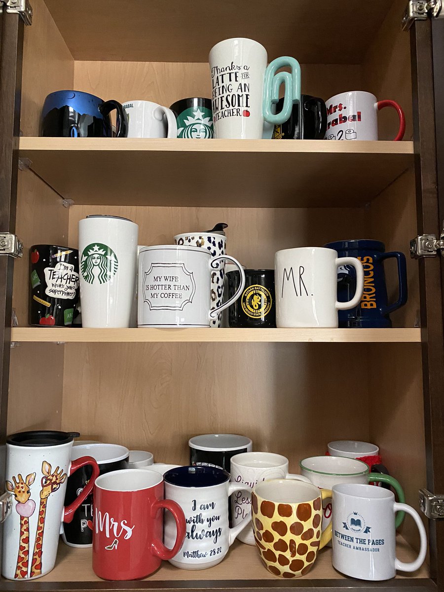 SparklesKind's tweet photo. Anyone else have a bunch of #coffeecups ? What do you do when you have so many?? #cups #gifts #toomanycups https://t.co/vByOL9xxVm