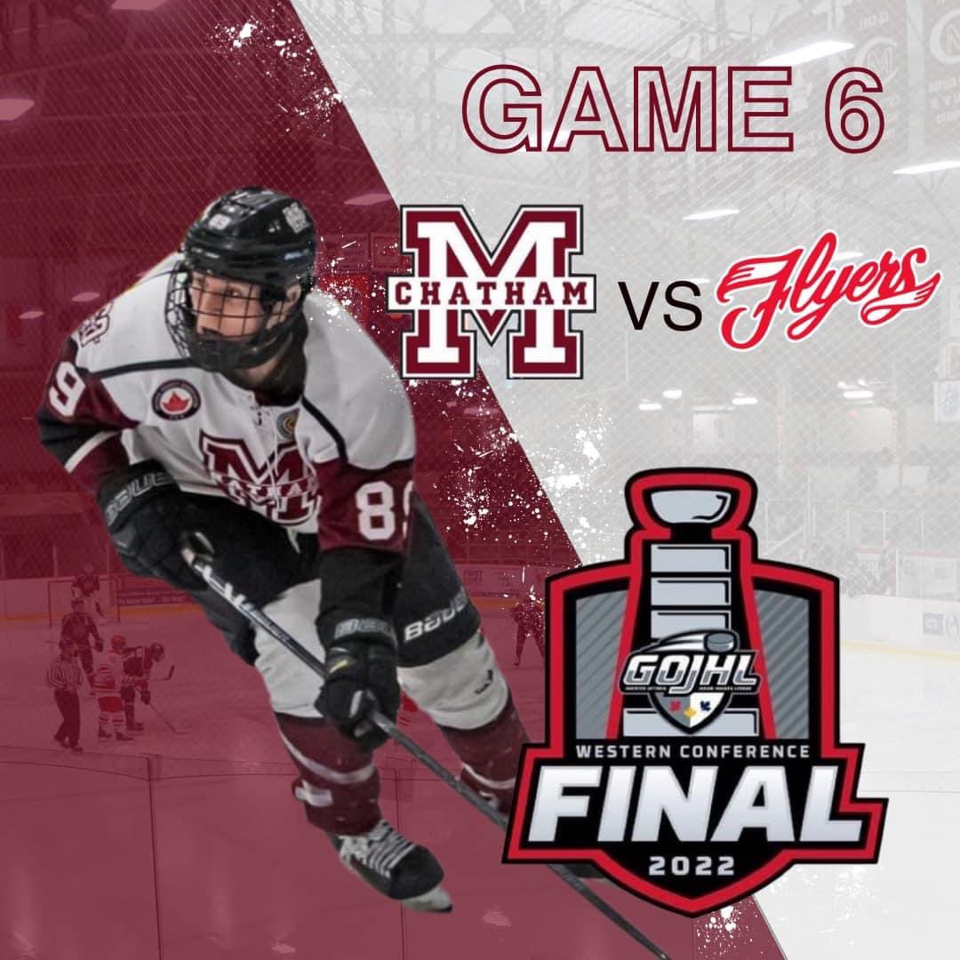 jen_sculthorp's tweet photo. Chatham bound for Game 6 of the western conference championship today!! Lets go Maroons you’ve got this - wrap it up today!!! #AllForOne #PlayForRandy @Maroonsgojhlho1 @OwenScully17 @GOJHL https://t.co/7zvnxzaxSM
