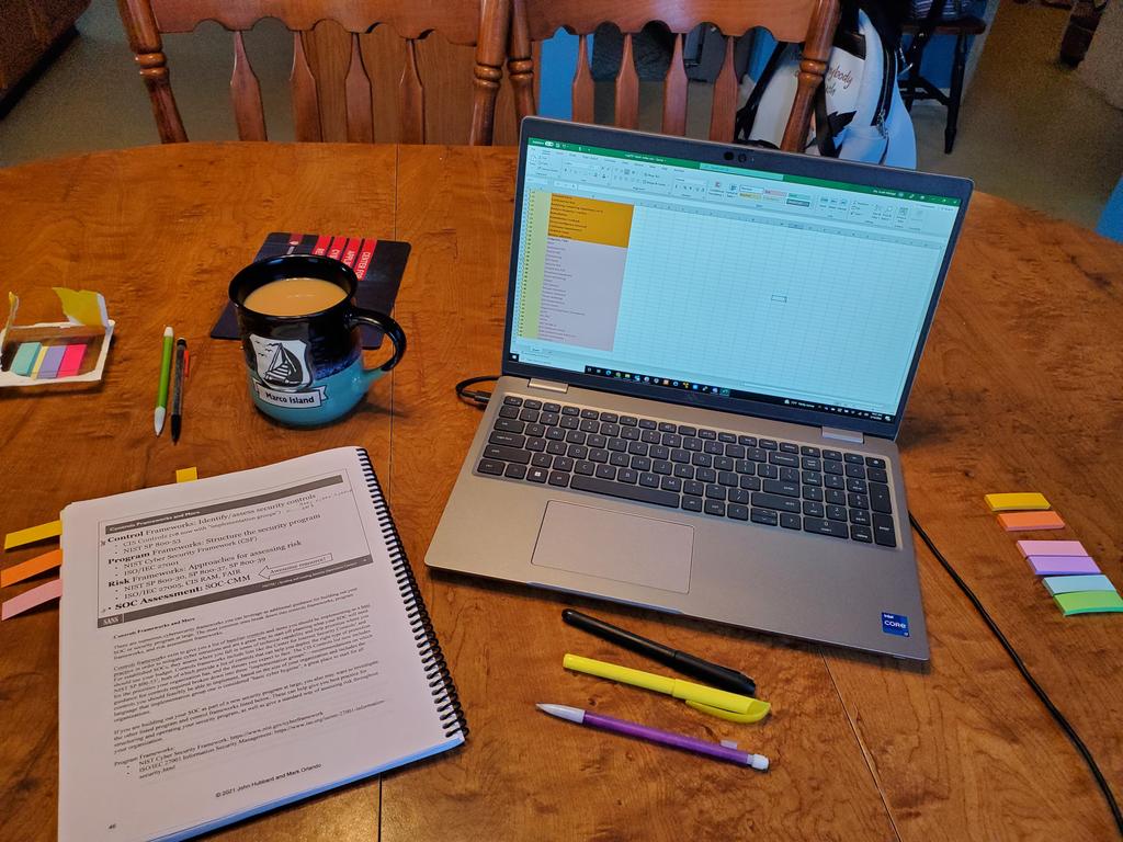 Exam prep has begun. Slide review and index building. Trying a new approach. #SANS #MGT551 <a href="/hacks4pancakes/">Lesley Carhart</a>