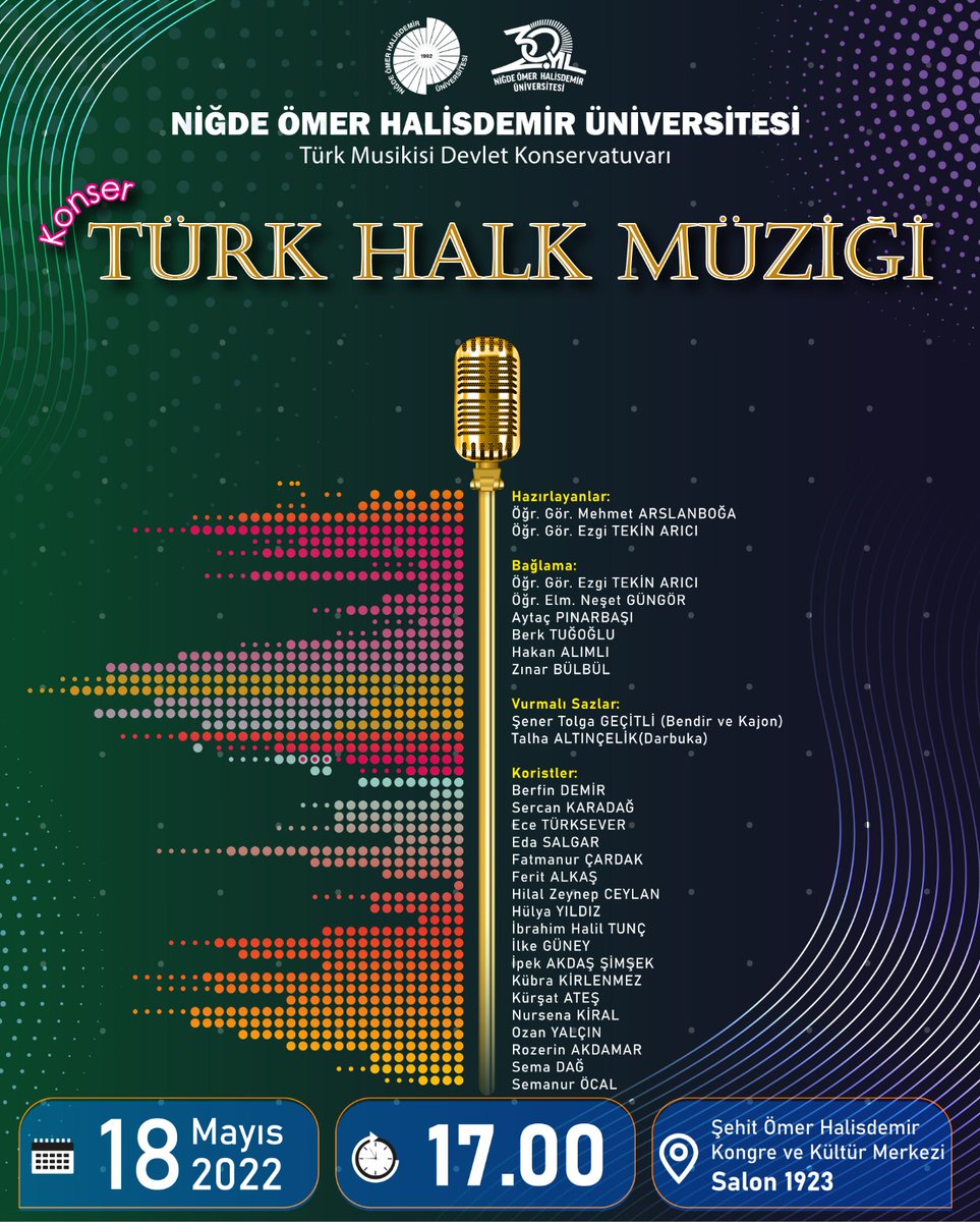 nohutmdk's tweet photo. Etkinlik:
"TÜRK HALK MÜZİĞİ KONSERİ"
Tarih ve Yer: 18 Mayıs 2022 Çarşamba Saat: 17.00
NÖHÜ Şehit Ömer Halisdemir Kongre ve Kültür Merkezi Salon 1923
@DrHasanUslu
@trvural11 https://t.co/tfqBYWAvSu